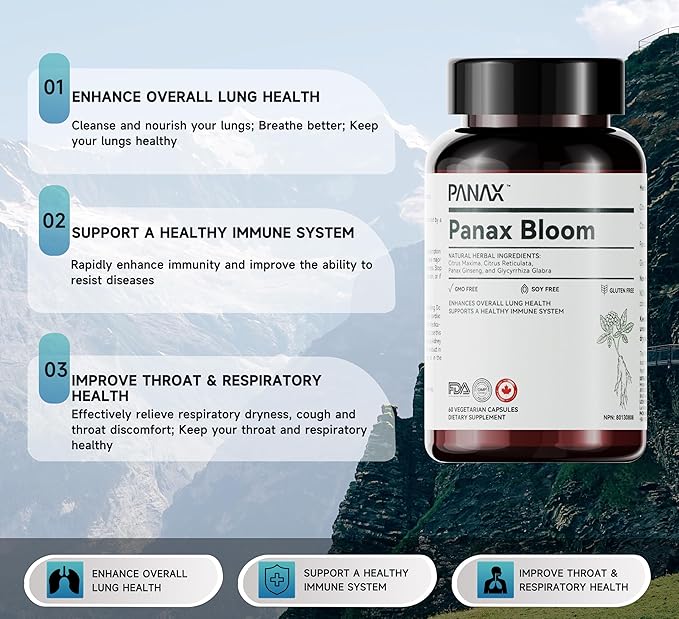 Natural Herbal Ingredients Capsules | Enhance Overall Lung Health, Support A Healthy Immue System | Ginseng, Citri Maxima, Citri Reticulata, & Liquorice | 60 Vegetarian Capsules
