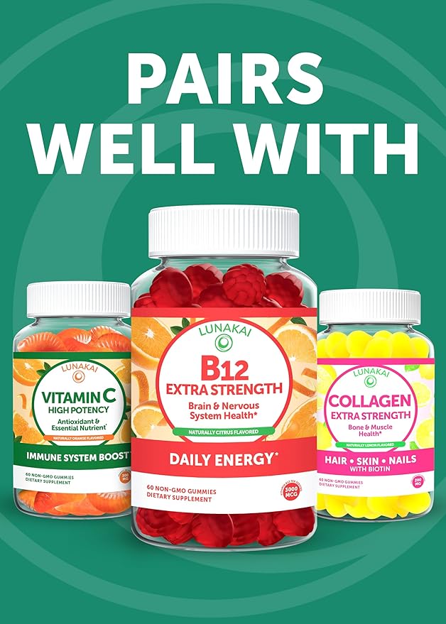Lunakai USA Made Vitamin D3 Gummies 2000 IU - Non-GMO, Gluten-Free Vitamin D Gummies for Women & Men - Bone, Immune & Energy Support, 60ct