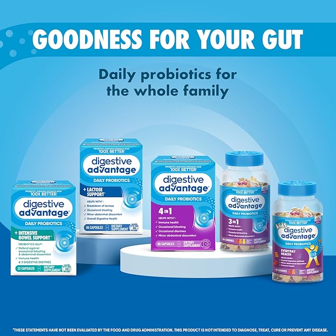 Digestive Advantage Lactose Defense Capsules (96 Count In A Box), Helps Breaks Down Lactose and Defend Against Digestive Upset, Supports Digestive and Immune Health, CFUs