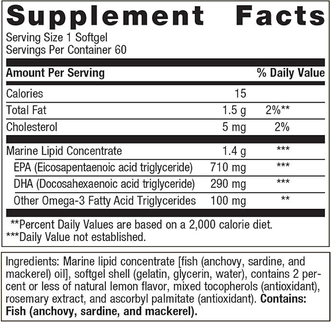 Metagenics OmegaGenics Fish Oil EPA-DHA 1000 mg - High Potency - Omega-3 Fish Oil Supplement - for Heart Health, Musculoskeletal Health & Immune System Health* - with DHA & EPA - 60 Softgels
