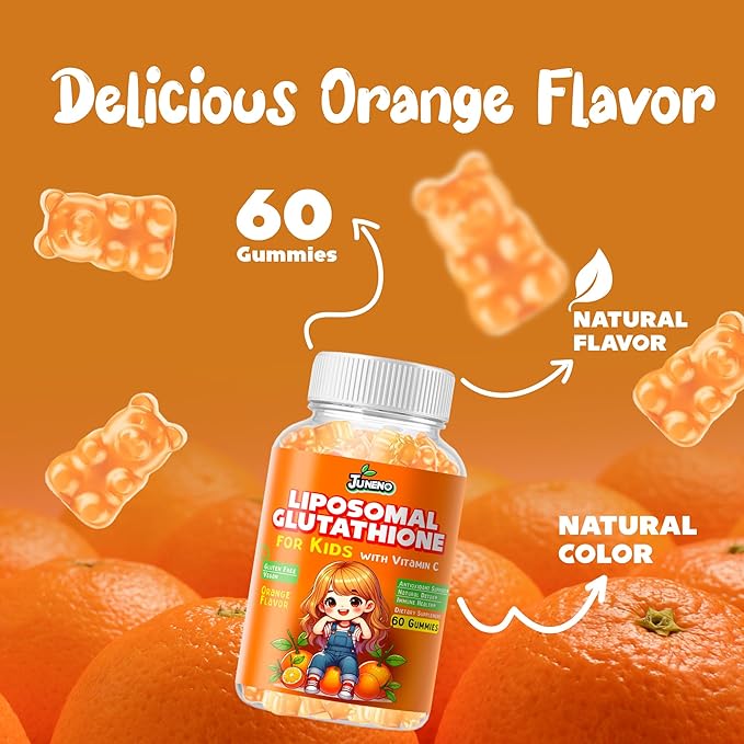Liposomal Glutathione Gummies for Kids - Vitamin C Supplement for Healthy Immune Support Antioxidants & Detox - Sugar Free Vegan Non GMO