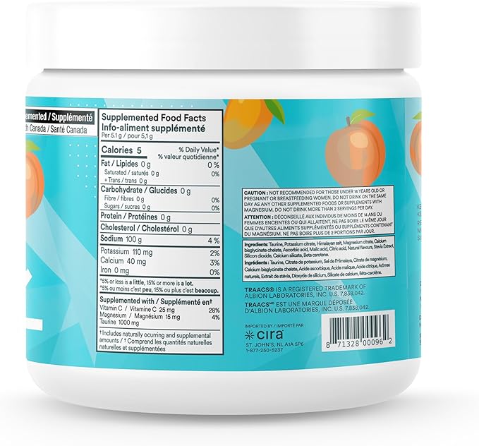 Cira Hydration Powder (45 Servings) - Natural Electrolyte Powder & Drink Mix, Naturally Flavored & Sweetened with Stevia & Himalayan Salt - Peach Mango
