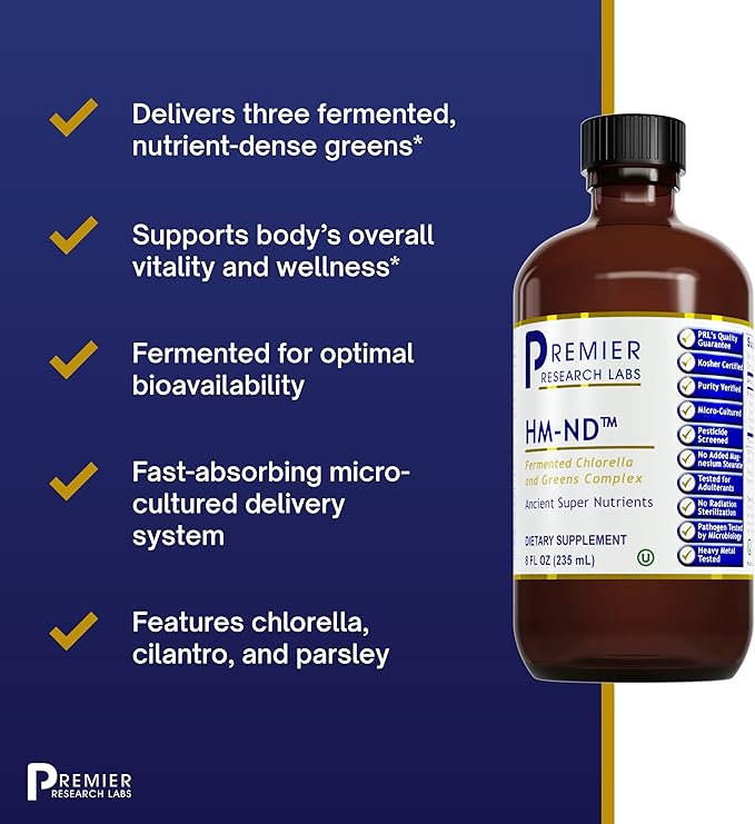 Premier Research Labs Fermented HM-ND - Cilantro, Parsley, and Chlorella Liquid, Full Body Detox and Cleanse for Men and Women, Cilantro Supplement with Organic Herbal Extracts - 8 Fl Oz