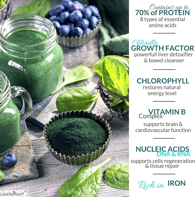 Chlorella Spirulina Powder Organic | Super Greens Powder and Smoothie Mix | Rich in Chlorophyll for Immune Support and Energy | Raw Vegan Protein | Spirulina Chlorella Powder | 50 Servings