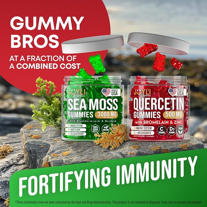 Quercetin Gummies + Irish Sea Moss Gummies - Immune Support Gummies - Irish Sea Moss Bladderwrack Burdock Root & Quercetin with Vitamin C - 60 Seamoss Gummies, 60 Quercetin with Zinc Gummies