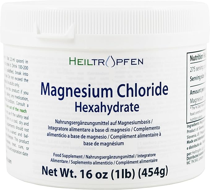 1 Pound Magnesium Chloride Hexahydrate | Pharmaceutical Grade Ingredients | Crystal Powder | Pure Ph. EUR., BP, USP, 100% | Heiltropfen®