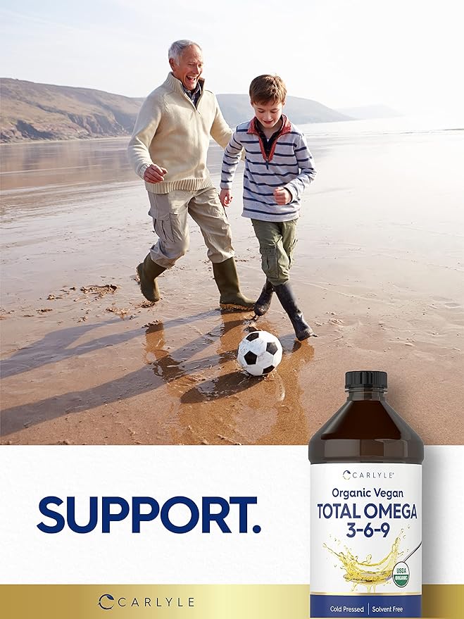 Carlyle Omega 3 6 9 | 16 fl oz | Cold Pressed | Certified Organic, Vegan Supplement | Vegetarian, Non-GMO, Gluten Free, and Solvent Free