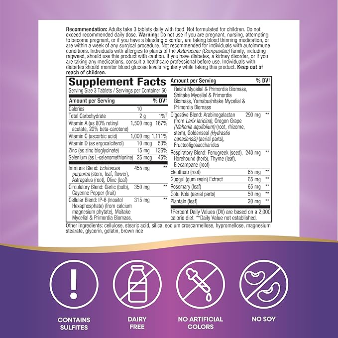 Nature's Way Systemwell Ultimate Immune*, with Vitamins C, A, D, Zinc, Selenium, Multi-System Botanical Blends Including Immune, Respiratory, Digestive, & Circulatory, 180 Tablets (Packaging May Vary)