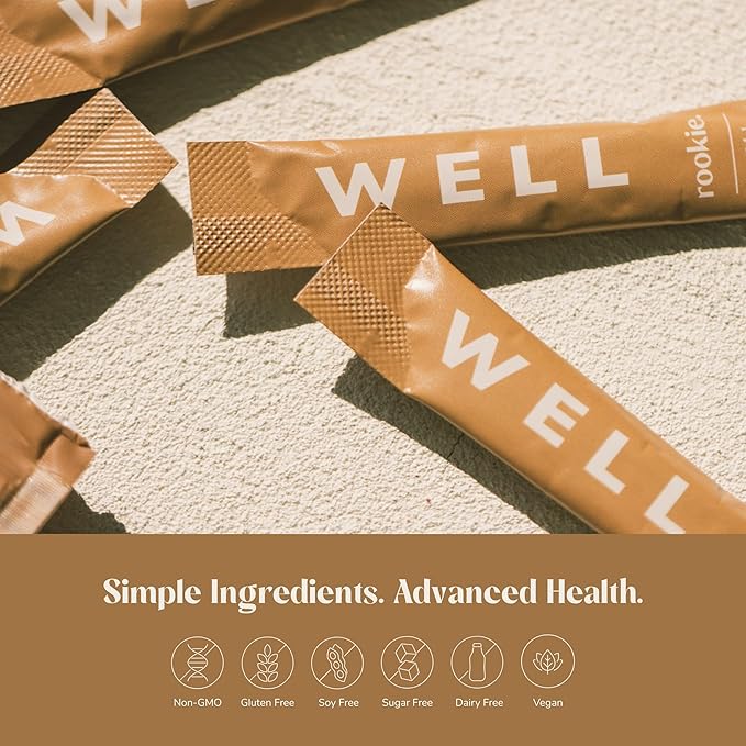 Rookie Wellness Well – Vegan Immune Support Packets with 1000 mg of Vitamin C, 14 mg of Vitamin E, and Ginger in a Natural Citrus Flavor - Sugar and Filler Free (30 Servings, Wild Orange)
