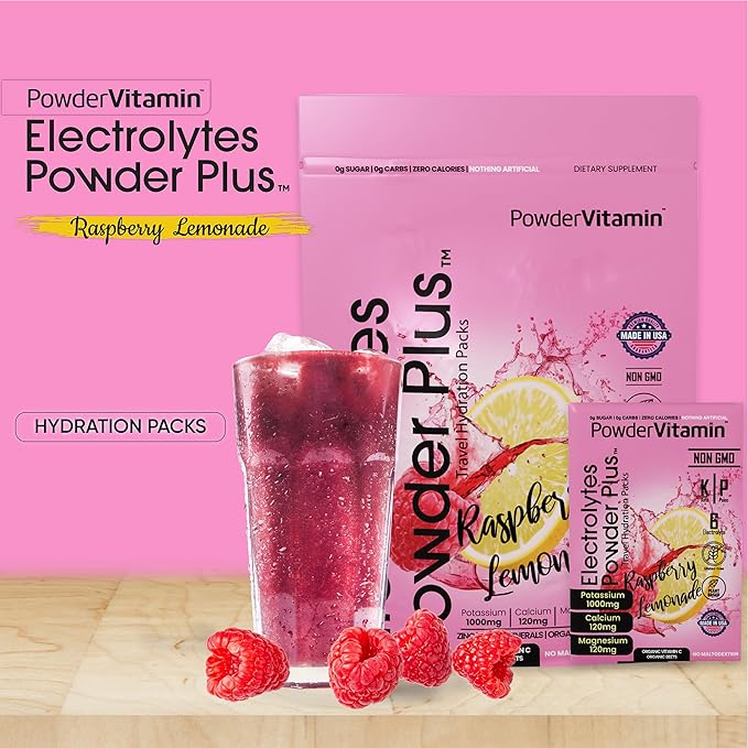 Electrolytes Powder Plus, Keto, Raspberry Lemonade, Sugar Free, 1000mg Potassium, 120mg Calcium, 120mg Magnesium, Non-GMO, Zero Calories, 30 Hydration Packets