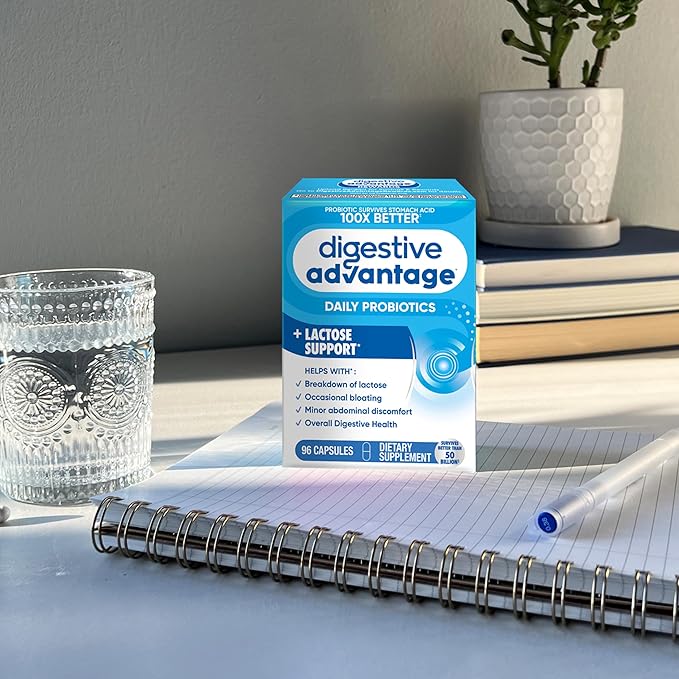 Digestive Advantage Lactose Defense Capsules (96 Count In A Box), Helps Breaks Down Lactose and Defend Against Digestive Upset, Supports Digestive and Immune Health, CFUs