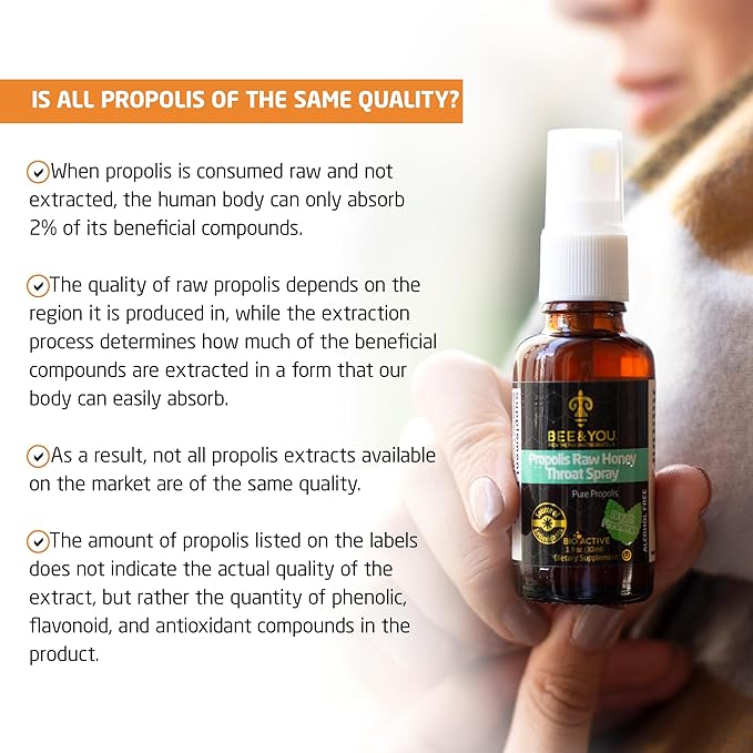 BEE and You Liquid Propolis Extract, Water Soluble, Vitamins D3+K2, High Potency, Immune Support Supplement, Sore Throat Relief, Antioxidants, Keto, Paleo, Gluten-Free, 1 Fl Oz (1 Pack)
