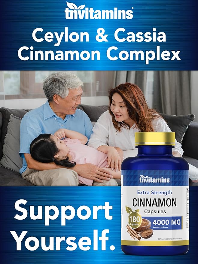 Cinnamon Capsules 4,000 mg Equivalent - 180 Capsules | Cassia & Ceylon Cinnamon Pills | Two Varieties! | Non-GMO! | Made in The USA!