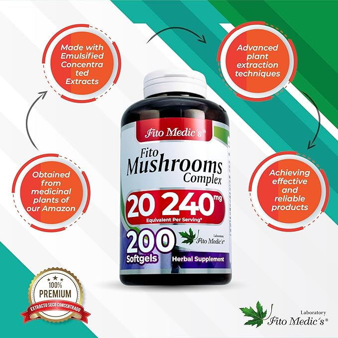 Lab | mushroom supplement | mushroom complex | 200 Softgels |18 Species | mushrooms | Ultra high Absorption | lions mane | reishi | cordyceps | Zhu Ling | Maitake | Chaga | turkey tail mushroom.