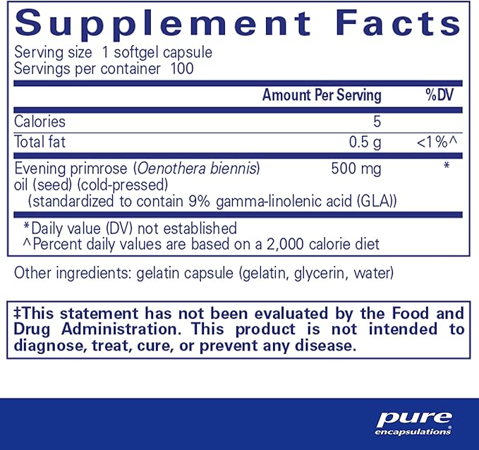 Pure Encapsulations E.P.O. (Evening Primrose Oil) | Hypoallergenic Dietary Supplement Containing 9% GLA | 100 Softgel Capsules