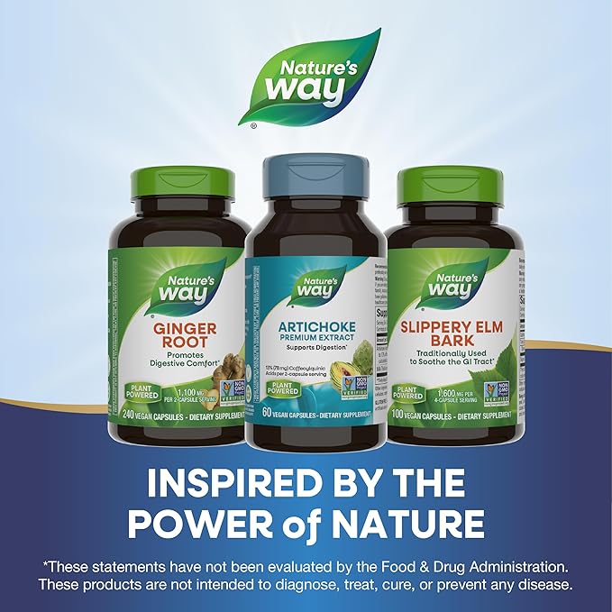 Nature's Way Artichoke Premium Extract, Supports Digestion*, Non-GMO Project Verified, Vegan, Gluten-Free, 60 Capsules (Packaging May Vary)
