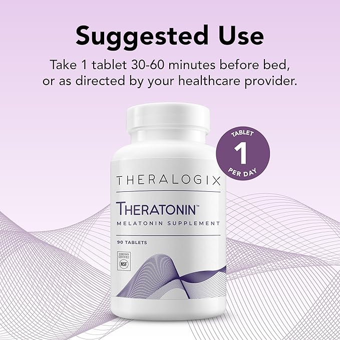 Theralogix Theratonin Melatonin Supplement - 90-Day Supply - Sleep Support Supplement - Melatonin to Aid a Good Night's Sleep - Supplement for Women to Support Fertility - NSF Certified - 90 Tablets