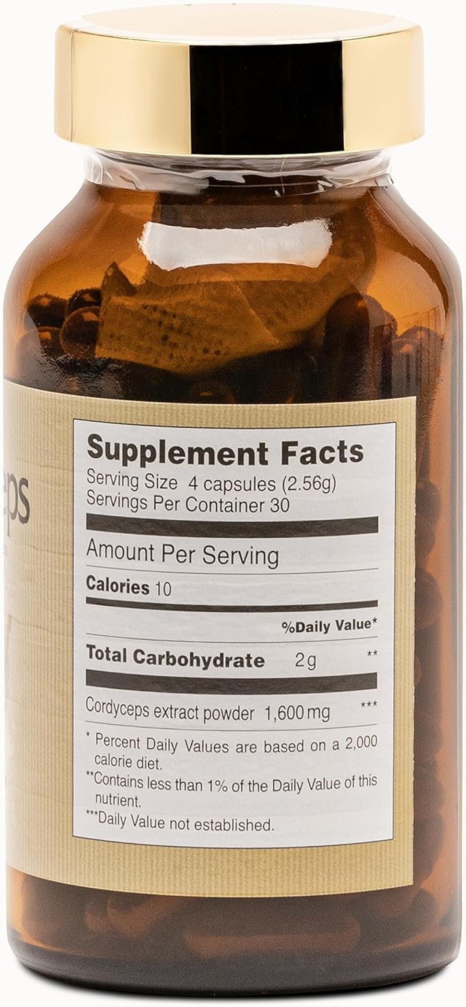 FINE JAPAN Cordyceps Mushroom Capsules - Premium Cordyceps Militaris and Sinensis Extract for Optimal Health Benefits, 100% Authentic Cordyceps in Easy-to-Swallow Capsules