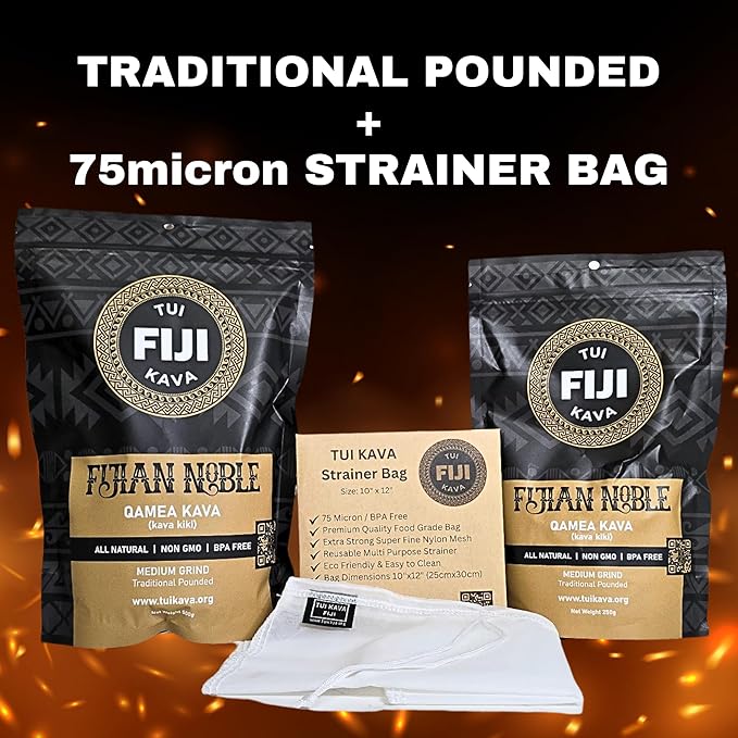 TUI KAVA PREMIUM WELLNESS KAVA -TRADITIONAL Noble Pounded Medium Grind 500g (1lb 2oz) - SHARING SIZE | Very Heady Kava | All Natural Relaxation | Increase Focus | Mood/Sleep Support | Stress Relief | STRAINER BAG REQUIRED.