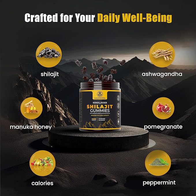 Shilajit Gummies | Organic Himalayan Shilajit with Ashwagandha, Pomegranate & Manuka Honey | Delicious Chewables Gummies for Men & Women