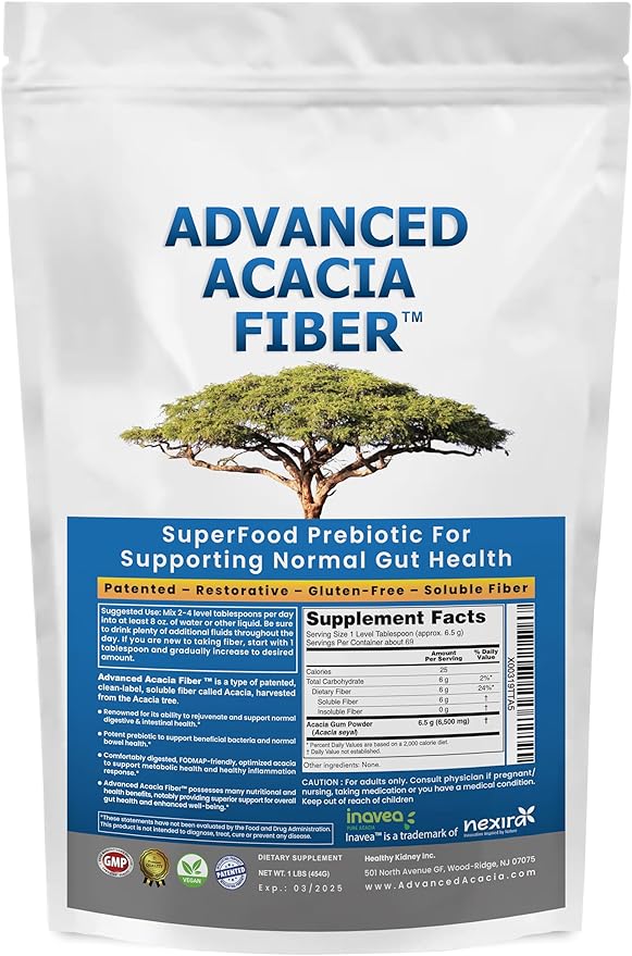 Advanced Acacia Fiber Powder 16oz Organic Soluble Fiber Leaky Gut Repair Powder. Natural Supplement for Gut Health, Regularity, Digestive Rejuvenation