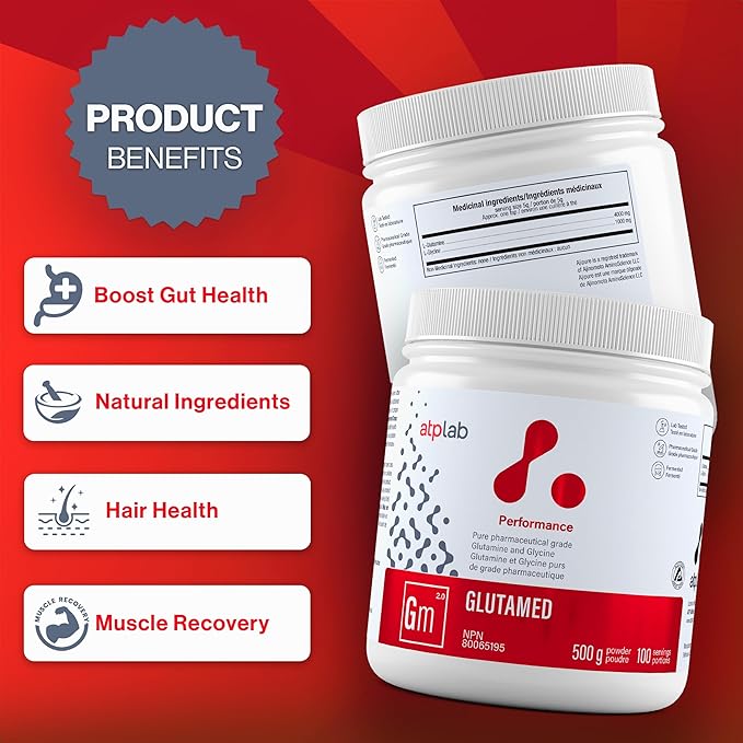 ATP LAB | Glutamed 500g | Pure Pharmaceutical-Grade Glutamine and Glycine. The Best Combination of glutamine and glycine.