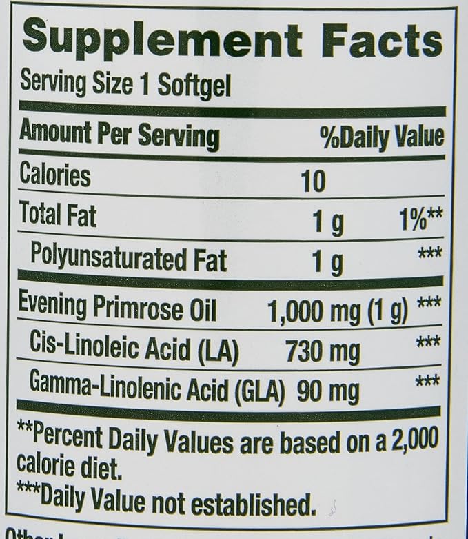 Nature's Bounty Evening Primrose Oil, Promotes Women's Health, 1000 mg Evening Primrose Oil, 60 Rapid Release Softgels (Pack of 2)