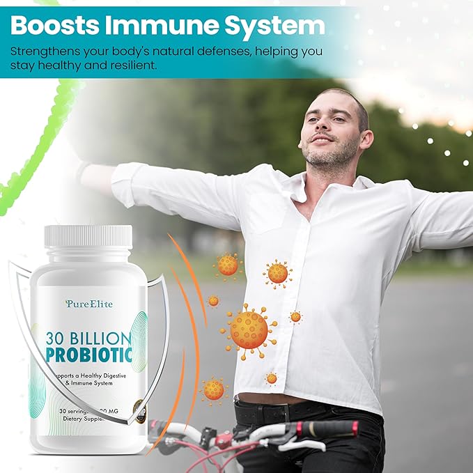 Gut Probiotic 30 Billion CFU with DE111® & 10 Strains - High Potency Probiotic Supplement for Digestive Health, Immune System Support, Enhanced Nutrient Absorption - Non-GMO, 30 Vegetarian Capsules