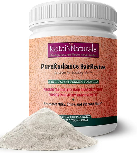 KotaiNNaturals Pure Radiance Hair Revive Unflavored Powder– 2-in-1 Supplement for Hair Growth & Gray Hair Reversal, Plus Collagen-Boosting Benefits for Skin, Nails, and Bones – for Men & Women