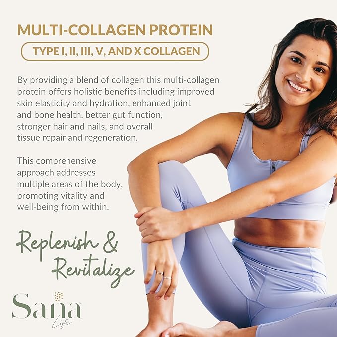Collagen & Greens Powder, Multi-Collagen Supplement with Hyaluronic Acid for Skin, Hair, Nail & Gut Health - 30 Servings (Unflavored)
