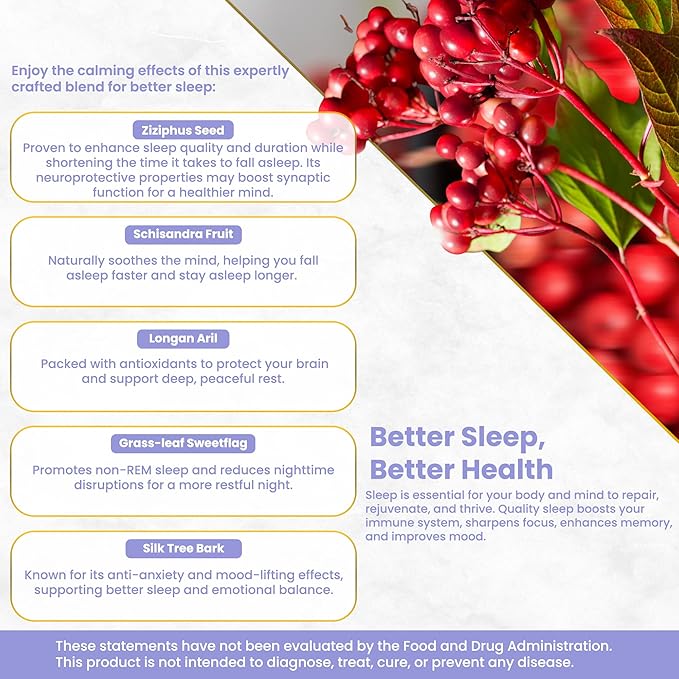 Speed Sleep- Natural Supplements for Sleep, Melatonin Free, Gluten Free, All-Natural Ingredients, 180 Capsules, Non-Habit Forming, Relaxing
