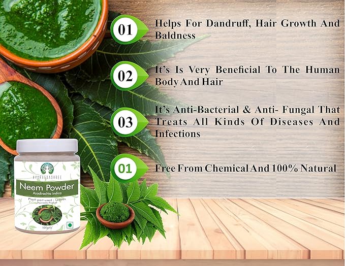 Neem Leaf Powder 100 Gm | Azadirachta Indica | Wild Crafted Neem Leaf Powder | Very Bitter Neem Supplement for Skin Hair and Detox | Non GMO, Gluten Free, Vegan