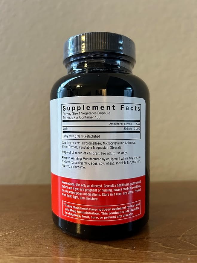 FORCE FACTOR Niacin Vitamin B3 to Support Cellular Energy and Cardiovascular Health, Niacin 500mg Heart-Health Supplement, Vegan, No Gelatin, Non-GMO, 100 Vegetable Capsules