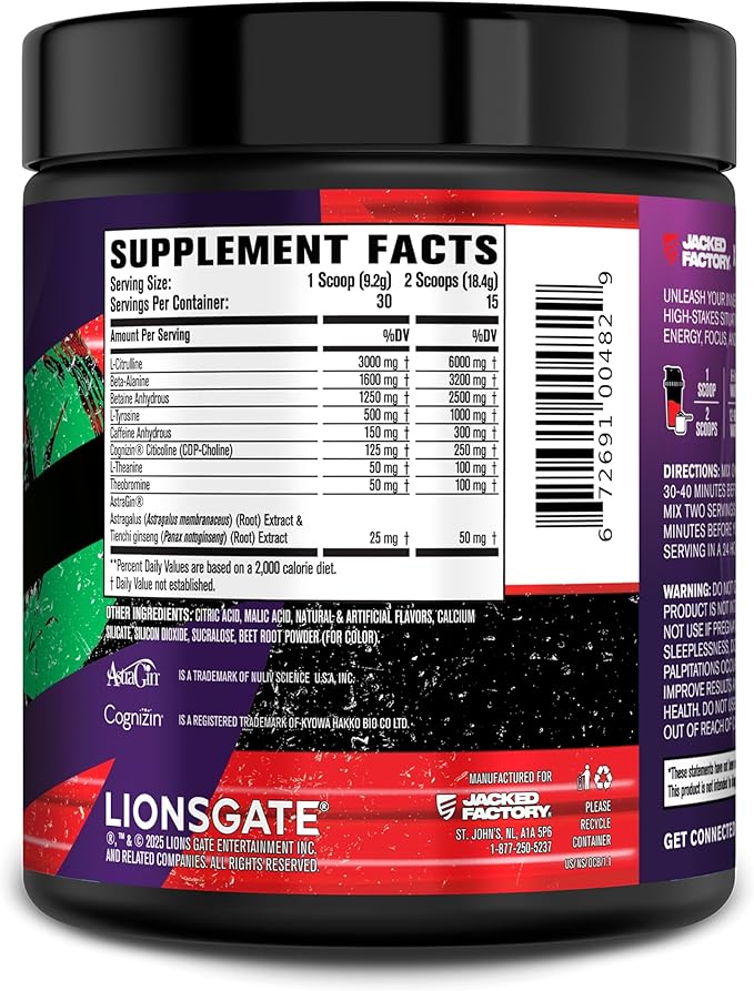 Jacked Factory X John Wick - Nitrosurge Wick Pre Workout Supplement - Intense Energy, Battle-Ready Focus, Unstoppable Commitment, and Sheer Will - 30 Servings, Osaka Cherry Blossom