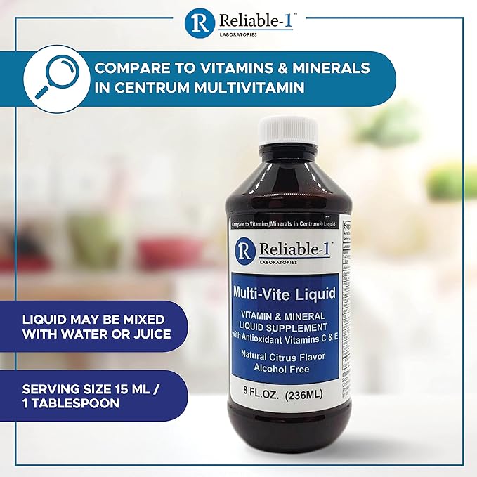 Reliable-1 Laboratories Multi-Vite Liquid Multivitamin for Adults Liquid Vitamins Antioxidant Supplement for Immunity, Metabolism and Energy Support | 8 FL.OZ.