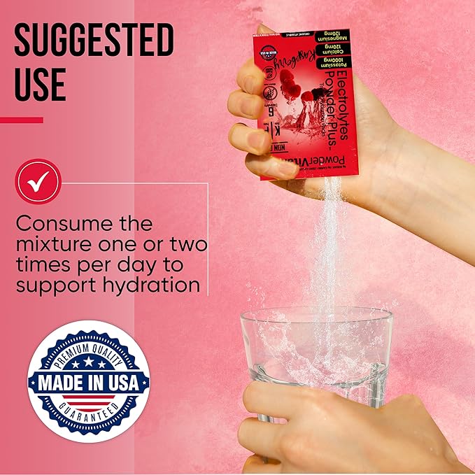 Electrolytes Powder Plus, Keto, Raspberry, Sugar Free, 1000mg Potassium, 120mg Calcium, 120mg Magnesium, Non-GMO, Zero Calories, 30 Hydration Packets