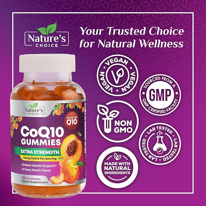 CoQ10 100mg Gummies - 3X Better Absorption, Antioxidant for Heart Health Support & Energy Production, Ultra Coenzyme Q10 Vitamins, Co q 10 Supplement, Dietary Supplement, Non-GMO - 120 CoQ10 Gummies