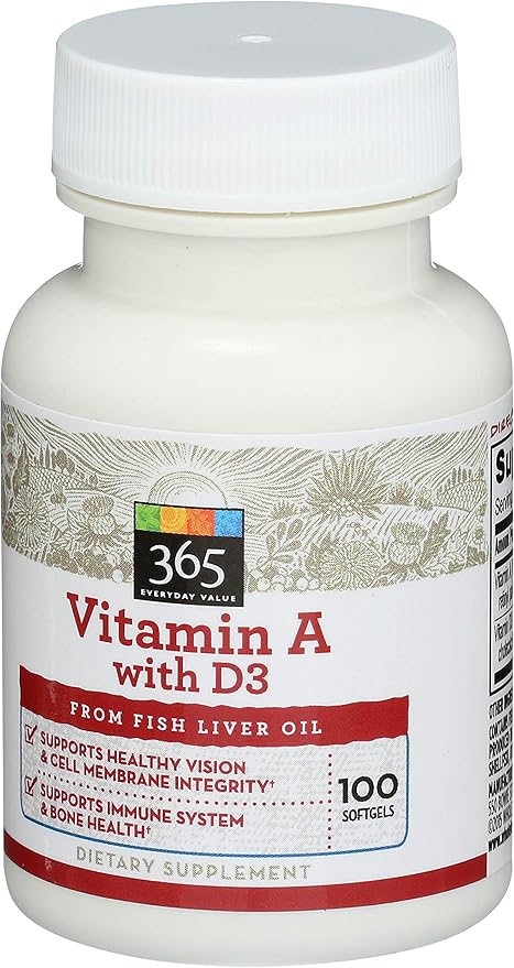 365 Everyday Value, Vitamin A with D3, 100 ct