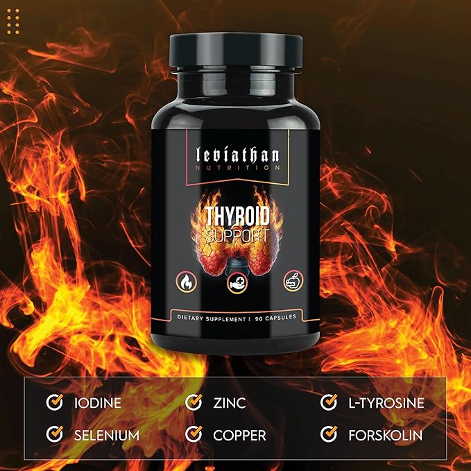 Leviathan Thyroid Support | Energy & Thyroid Health & Iodine Supplement, Selenium, Zinc, Manganese, Copper, L Tyrosine, Guggul Support for Women & Men
