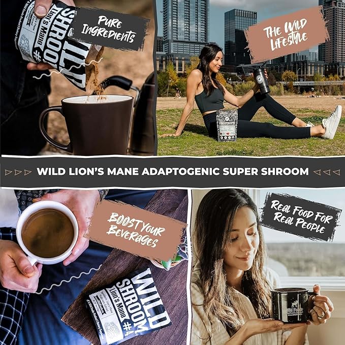 Wild Foods Lions Mane Powder Mushrooms Extract 10:1 | Organic Mushroom Powder | Adaptogenic Nootropic Herb for Brain Health, Memory and Focus (4 Ounce (Pack of 2))