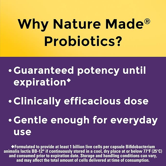 Nature Made Probiotic Capsules 1 Billion CFU from Live Cultures, Probiotics for Women and Men for Immune & Digestive Support, 30 Capsules, 30 Day Supply