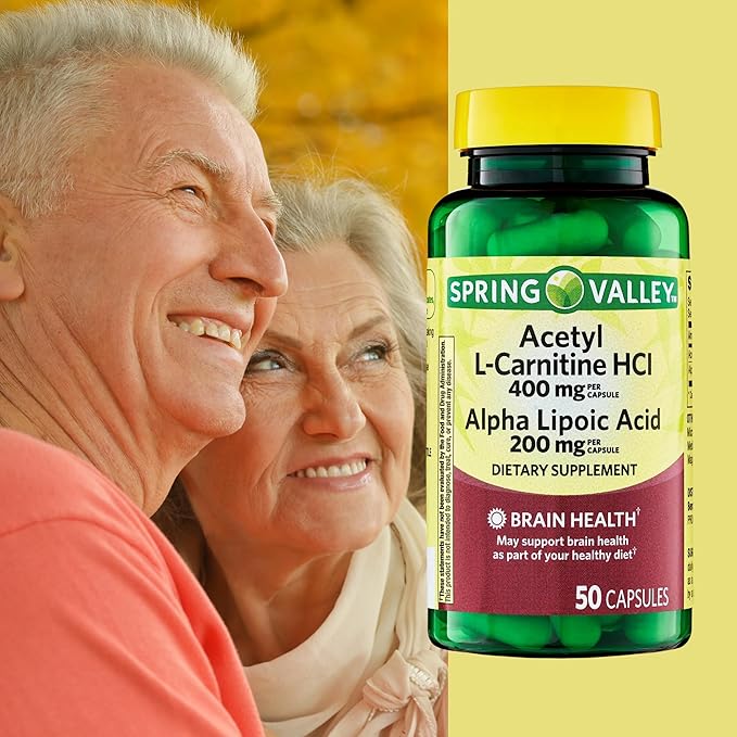 Spring Valley Acetyl L-Carnitine HCI 400 mg + Alpha Lipoic Acid 200 mg Capsules, 50 Count (Pack of 1)