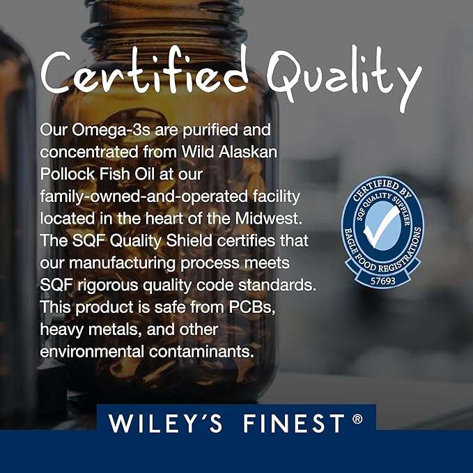 Wiley's Finest Wild Alaskan Fish Oil Prenatal DHA - 900mg EPA and DHA Omega-3s for Pregnant Women and Nursing Mothers - 60 Softgels (30 Prenatal Vitamin Servings)