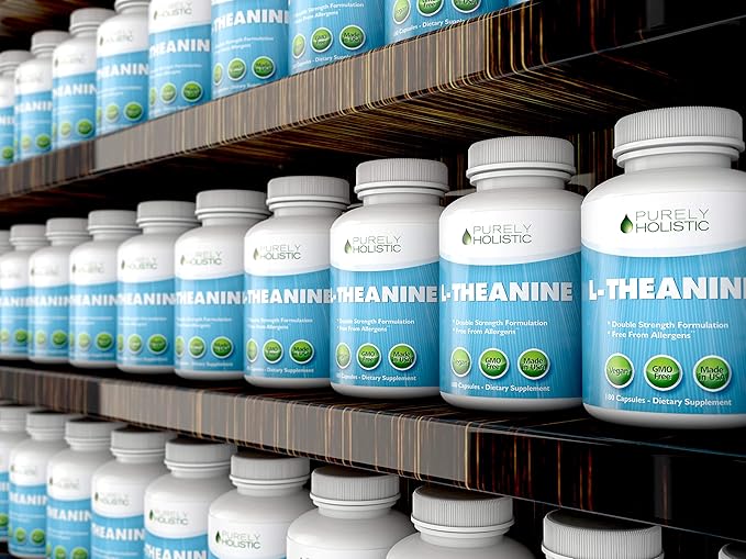 Purely Holistic L-Theanine 200mg (Double-Strength), 180 Vegan Capsules, 6 Month Supply, Non GMO & Gluten Free Ltheanine Vitamins