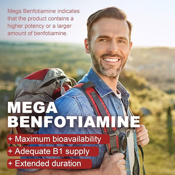 Vitamin B1 Gummies - Benfotiamine 500mg, Vitamin B1 B6 B12 Complex, 3.6X More Effective Than Thiamine, Carbohydrate & Energy Plus Healthy Nervous System, 2 Pack