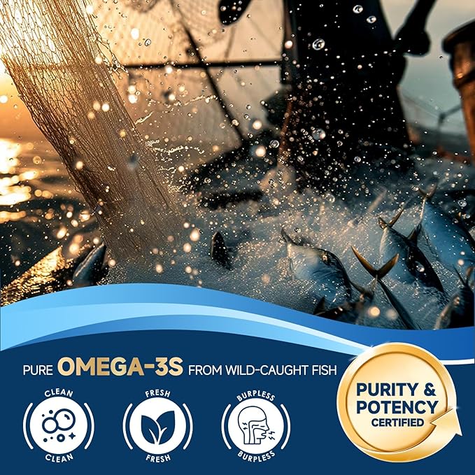 Triple Strength Omega-3 Fish Oil 2000mg with Vitamin E – Ultra High-Potency EPA, DHA & DPA Fatty Acids – Supports Heart, Brain, Eye, Skin & Immune Health – Non-GMO, 120 Softgels