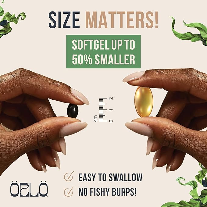 Orlo Omega 3 - Triple Strength Vegan Omega3s Supplement - Plant Based DHA & EPA Fatty Acids - Algae Omega-3 Oil - Krill or Fish Oil Alternative (60 Mini Softgels Kit)