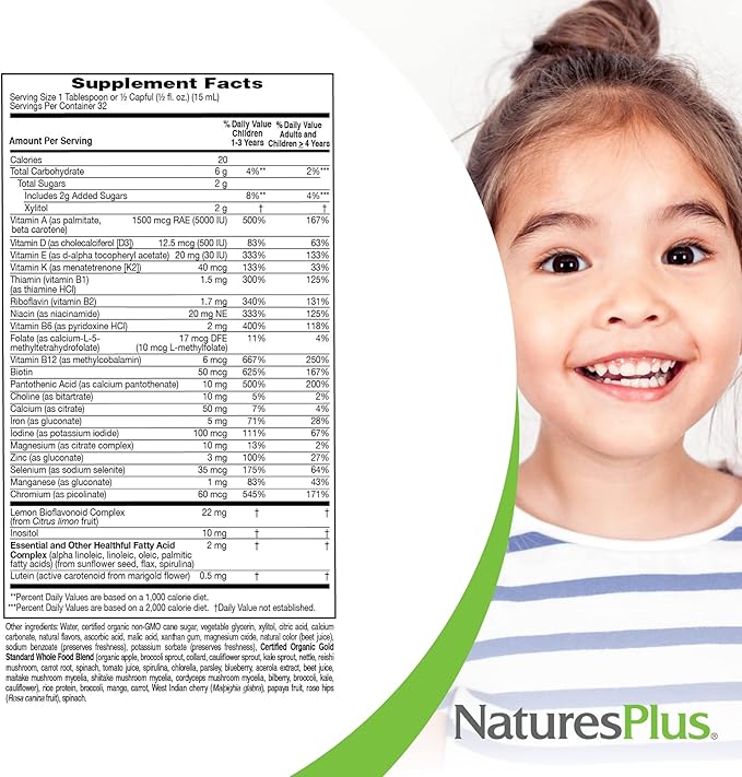 NaturesPlus Animal Parade Gold Children's Liquid Multivitamin, 16 fl oz - Natural Tropical Berry Flavor - Immune Support Supplement - Gluten Free, Vegan - 32 Servings