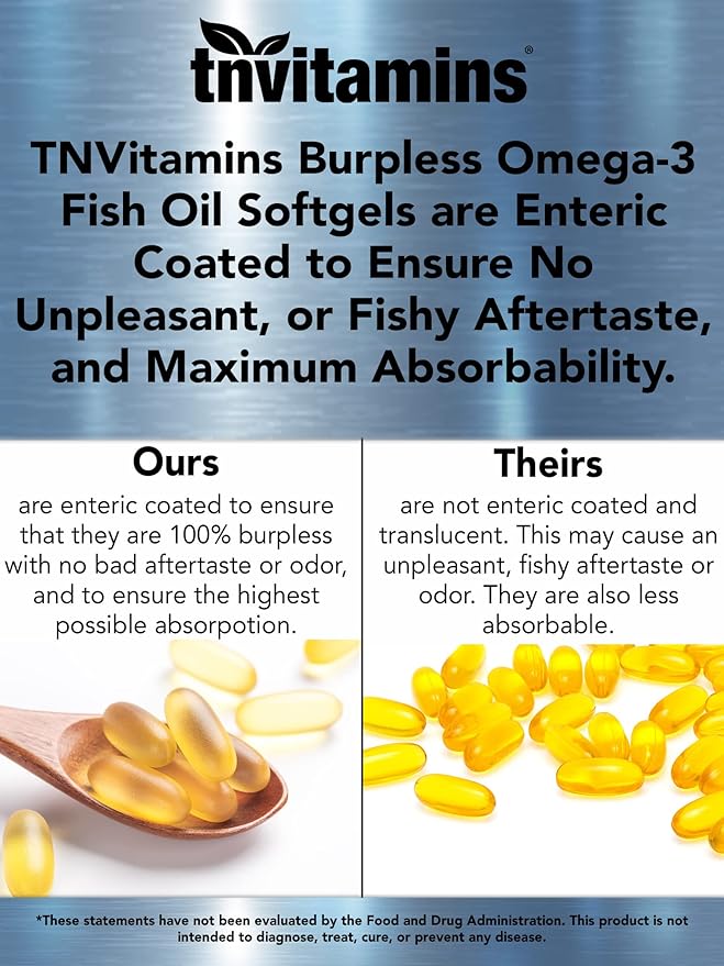 Burpless Omega-3 Fish Oil: 2000mg - 90 Softgels | 1400mg Total Omega-3 Fatty Acids (800mg EPA & 600mg DHA) | Enteric Coated Burpless Ultra Potent Fish Oil | Supports Heart Health