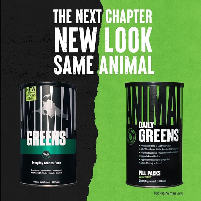 Animal Daily Greens Pill Packs - Kale, Wheat Grass, Alfalfa & More - Convenient Prebiotic and Probiotic Superfood Blend for Superior Digestion, Gut Health, and Immunity For Men & Women - 30 Day Supply